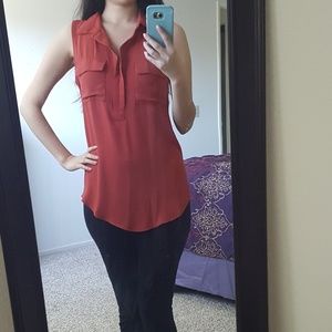 SALE🛍Loft Sleeveless Collared Burnt Orange Blouse